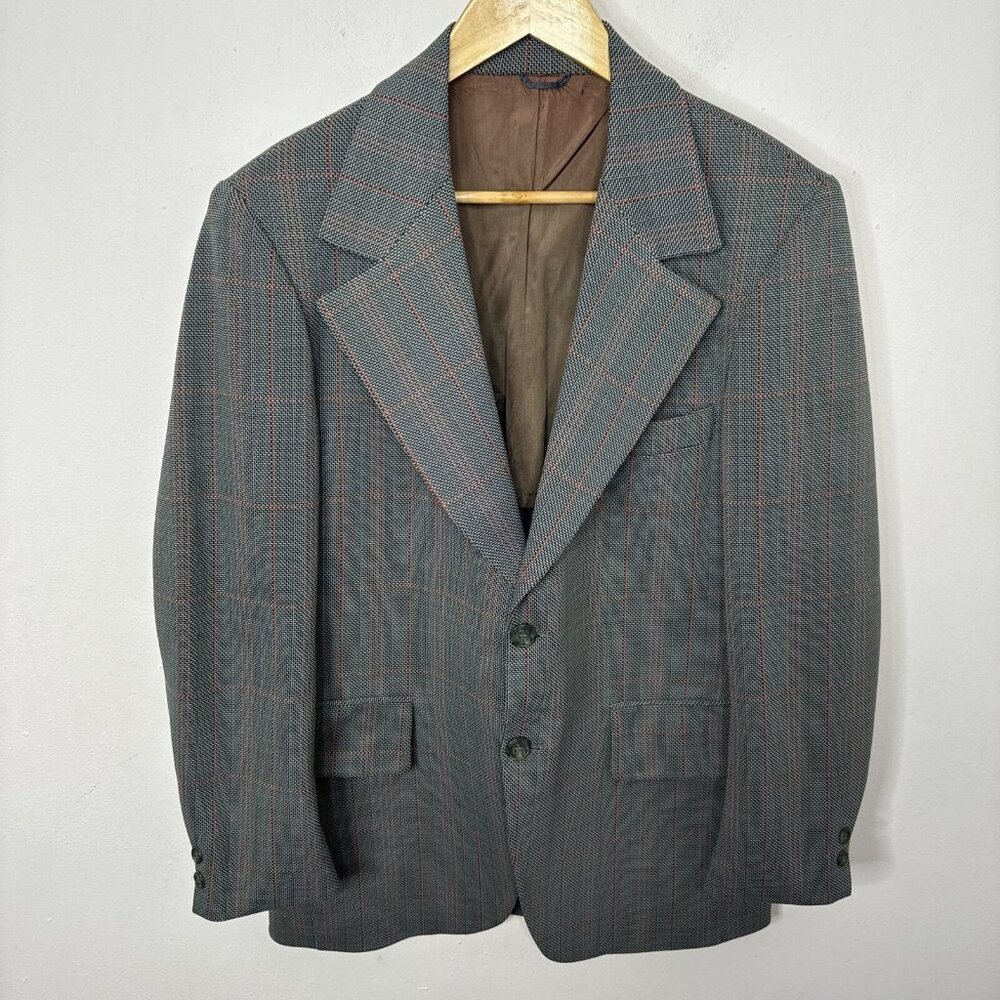 Vintage 70s Laurentien Men 40 Check Sports Coat Blazer Hipster WKRP Herb